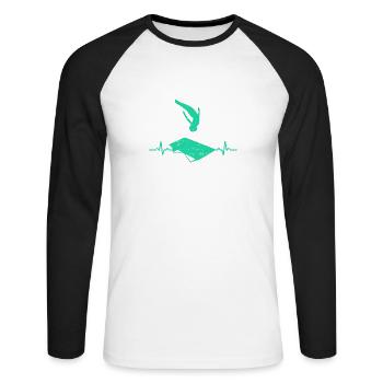 Trampolin springen Herzschlag Salto geschenk jump - Unisex Baseballshirt langarm - Weiß/Schwarz - Vorne - Nik (191cm)