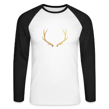 Gold deer - deer antler - Unisex Long Sleeve Baseball T-Shirt - white/black - Front - Nik (191cm)