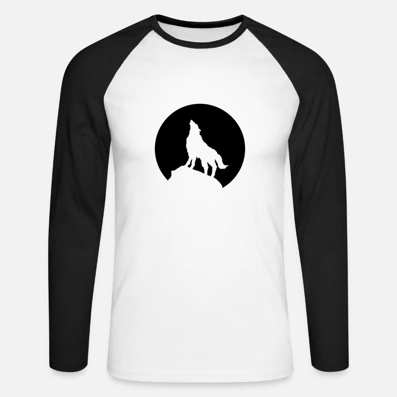 Wolf - Unisex Baseballshirt langarm - Weiß/Schwarz