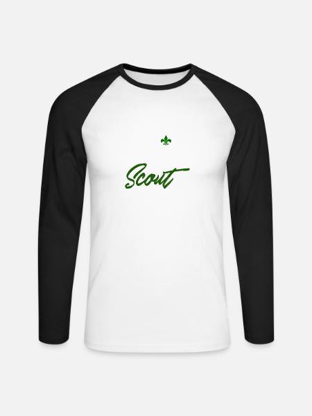 Eat Sleep Scout Repeat - Unisex Baseballshirt langarm - Weiß/Schwarz