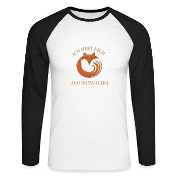 Fuchs, Huhn, Liebe - Unisex Baseballshirt langarm - Weiß/Schwarz - Vorne - Nik (191cm)