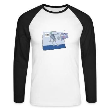 Dumme Roboter - Unisex Baseballshirt langarm - Weiß/Schwarz - Vorne - Nik (191cm)