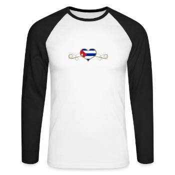 Gold Love Land Roots Cuba - Unisex Long Sleeve Baseball T-Shirt - white/black - Front - Nik (191cm)