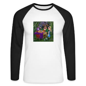 Alice au pays des merveilles thé pary - T-shirt baseball manches longues Homme - blanc/noir - Devant - Nik (191cm)