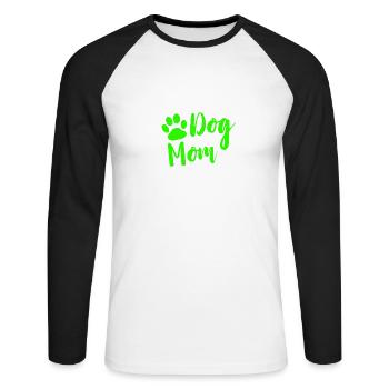 Dog mom with paw in green as a gift - Unisex Long Sleeve Baseball T-Shirt - white/black - Front - Nik (191cm)