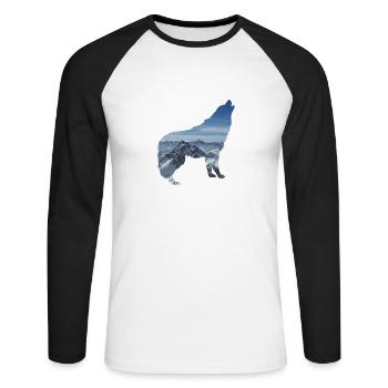 WOLF motif design gift idea birthday style - Unisex Long Sleeve Baseball T-Shirt - white/black - Front - Nik (191cm)