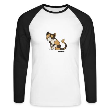 Cat - exotic shorthair - Unisex Long Sleeve Baseball T-Shirt - white/black - Front - Nik (191cm)