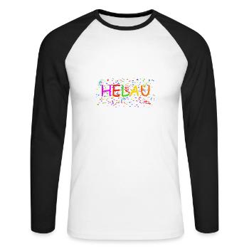 Helau - Unisex Baseballshirt langarm - Weiß/Schwarz - Vorne - Nik (191cm)