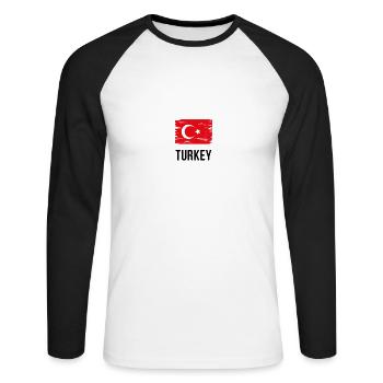 Türkei - "Flagge" - Unisex Baseballshirt langarm - Weiß/Schwarz - Vorne - Nik (191cm)