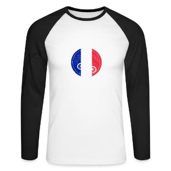 Fahrrad bmx love biking Frankreich - Unisex Baseballshirt langarm - Weiß/Schwarz - Vorne - Nik (191cm)