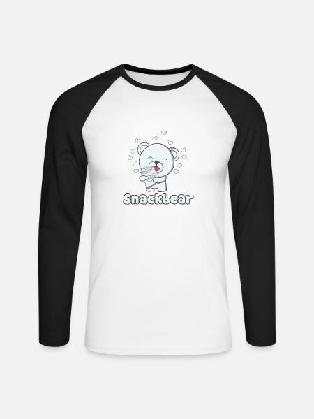 Snack bear / snack bear with heart - Unisex Long Sleeve Baseball T-Shirt - white/black
