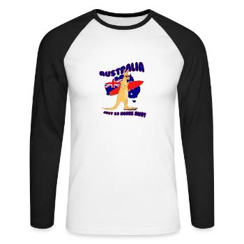 Surfing Kangaroo Australia - T-shirt baseball manches longues Homme - blanc/noir - Devant - Nik (191cm)