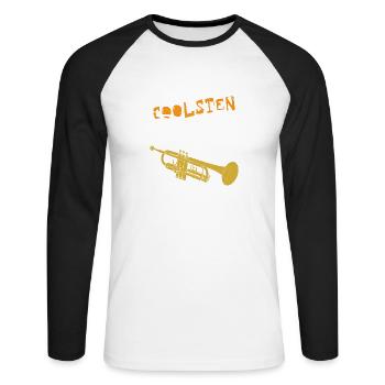 Die coolsten Papa spielen Trompete - Unisex Baseballshirt langarm - Weiß/Schwarz - Vorne - Nik (191cm)