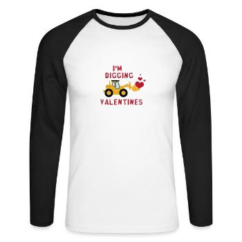 Bagger Liebe Herzchen Herz valentinstag Geschenk - Unisex Baseballshirt langarm - Weiß/Schwarz - Vorne - Nik (191cm)