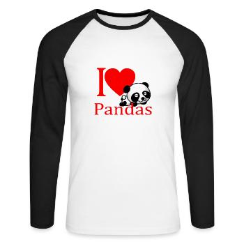 I love Panda - Unisex Long Sleeve Baseball T-Shirt - white/black - Front - Nik (191cm)