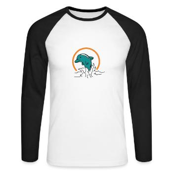 Delphin Geschenk Wasser Meer Wal Fisch Ozean Tier - Unisex Baseballshirt langarm - Weiß/Schwarz - Vorne - Nik (191cm)