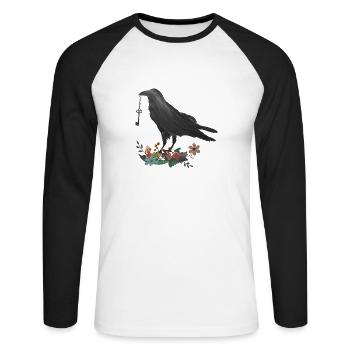 Raven avec clé - cadeau - T-shirt baseball manches longues Homme - blanc/noir - Devant - Nik (191cm)
