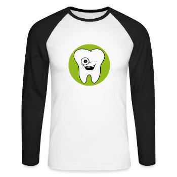 Dental office logo tooth - Unisex Long Sleeve Baseball T-Shirt - white/black - Front - Nik (191cm)