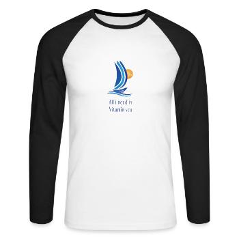 All i need is vitamin sea - T-shirt baseball manches longues Homme - blanc/noir - Devant - Nik (191cm)
