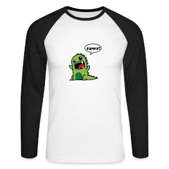 Rawr dino dinosaur Cute gift idea - Unisex Long Sleeve Baseball T-Shirt - white/black - Front - Nik (191cm)