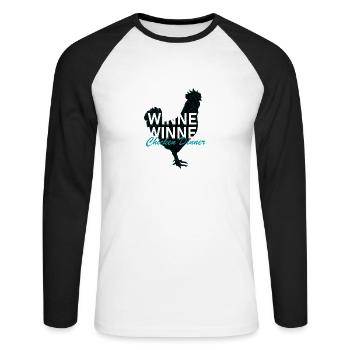 Winner Winner Chicken Dinner - Unisex Baseballshirt langarm - Weiß/Schwarz - Vorne - Nik (191cm)