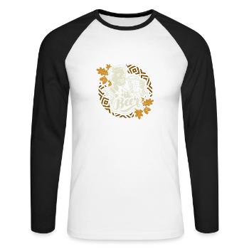 buveurs de bière rétro homme t-shirt - T-shirt baseball manches longues Homme - blanc/noir - Devant - Nik (191cm)