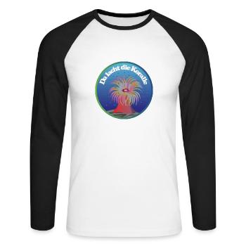 Da lacht die Koralle Meeresbewohner Tiefsee Riff - Unisex Baseballshirt langarm - Weiß/Schwarz - Vorne - Nik (191cm)