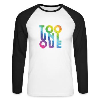 Trop unique - T-shirt baseball manches longues Homme - blanc/noir - Devant - Nik (191cm)
