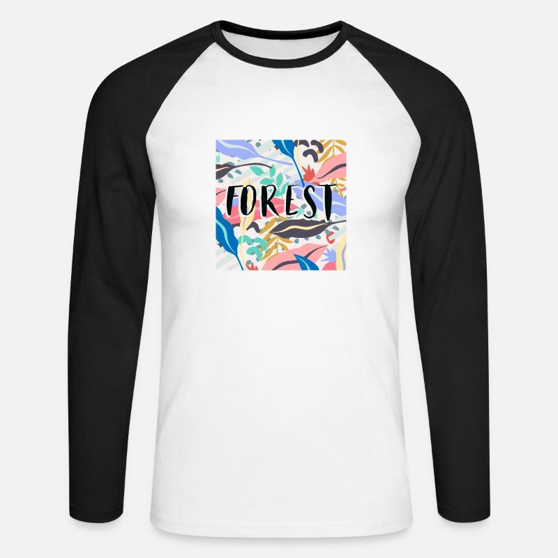 Wald 2 - Unisex Baseballshirt langarm - Weiß/Schwarz