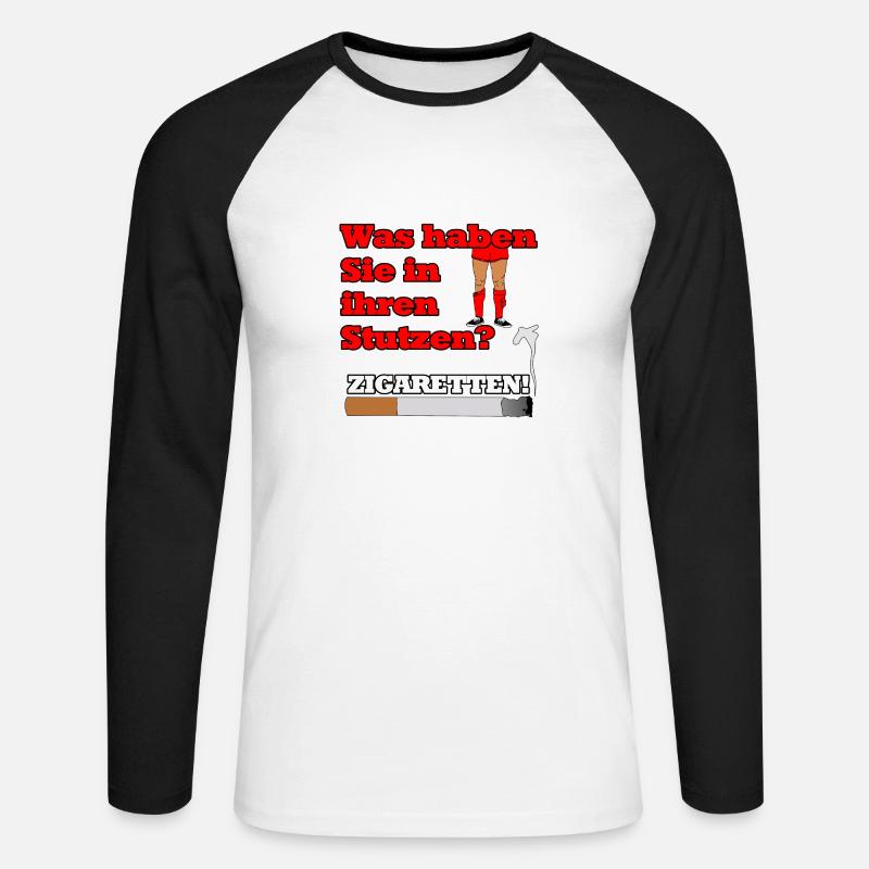 "Zigaretten in den Stutzen" - Geschenkidee - Unisex Baseballshirt langarm - Weiß/Schwarz
