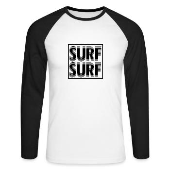 surf surf/ exklusives Surfer Design Unisex - Unisex Baseballshirt langarm - Weiß/Schwarz - Vorne - Nik (191cm)