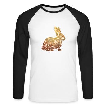 Easter bunny rabbit gold gift gift idea - Unisex Long Sleeve Baseball T-Shirt - white/black - Front - Nik (191cm)