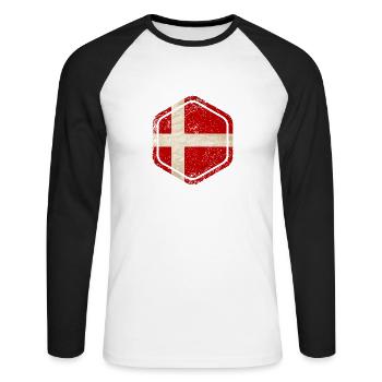 HEXAGON DENMARK GRUNGE - Unisex Baseballshirt langarm - Weiß/Schwarz - Vorne - Nik (191cm)