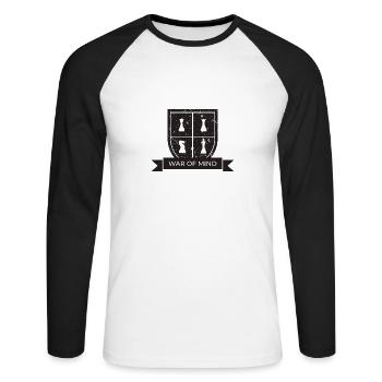 jouer joueur idée cadeau d'échecs blazon - T-shirt baseball manches longues Homme - blanc/noir - Devant - Nik (191cm)