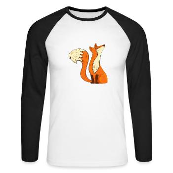 Fox insulté - T-shirt baseball manches longues Homme - blanc/noir - Devant - Nik (191cm)