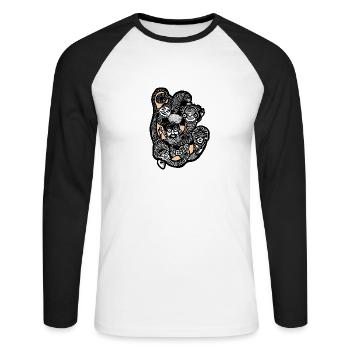 Masques tribaux - T-shirt baseball manches longues Homme - blanc/noir - Devant - Nik (191cm)