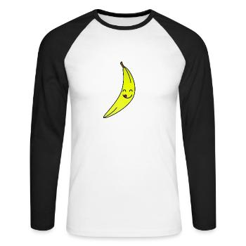 banane - T-shirt baseball manches longues Homme - blanc/noir - Devant - Nik (191cm)