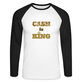 cash is king - T-shirt baseball manches longues Homme - blanc/noir - Devant - Nik (191cm)