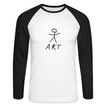Art cadeau stick figure art - T-shirt baseball manches longues Homme - blanc/noir - Devant - Nik (191cm)