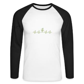Idée cadeau fleuriste jardinier plante coeur - T-shirt baseball manches longues Homme - blanc/noir - Devant - Nik (191cm)