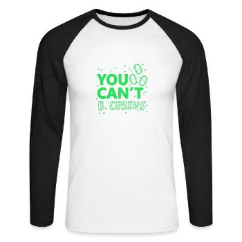 You Cannot B. Cereus Lustiges Biologie Science Tee - Unisex Baseballshirt langarm - Weiß/Schwarz - Vorne - Nik (191cm)