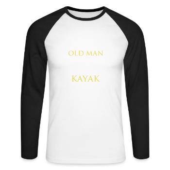 Never Understimate Old Man With Kayak - T-shirt baseball manches longues Homme - blanc/noir - Devant - Nik (191cm)