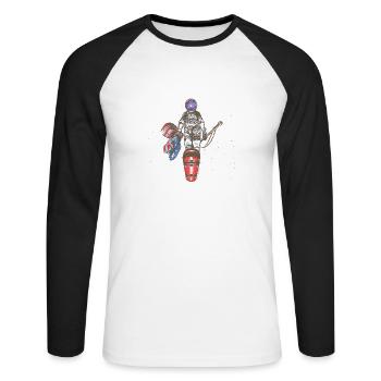 Der letzte Raumfahrer - Unisex Baseballshirt langarm - Weiß/Schwarz - Vorne - Nik (191cm)