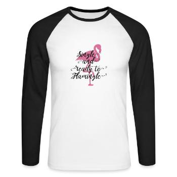 Flamingo cadeau unique disant oiseau rose drôle - T-shirt baseball manches longues Homme - blanc/noir - Devant - Nik (191cm)