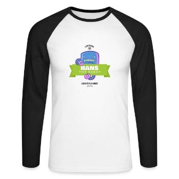 Hans the Robot - T-shirt baseball manches longues Homme - blanc/noir - Devant - Nik (191cm)
