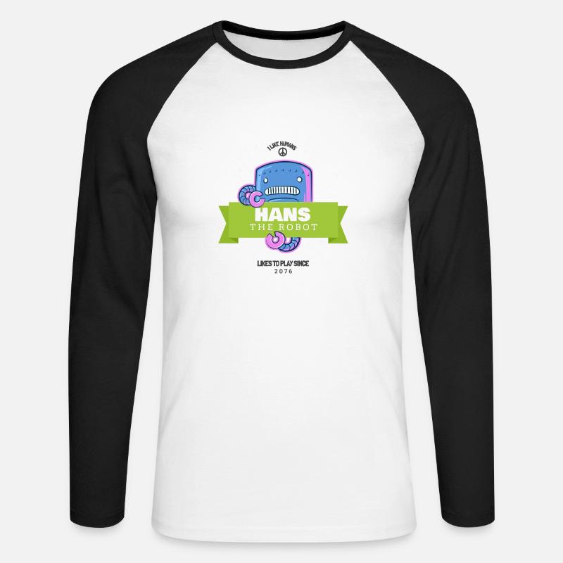 Hans the Robot - Unisex Baseballshirt langarm - Weiß/Schwarz