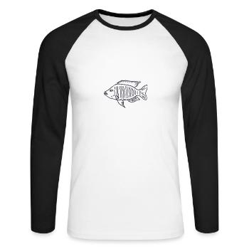 Buntbarsch Fisch Malawi - Unisex Baseballshirt langarm - Weiß/Schwarz - Vorne - Nik (191cm)