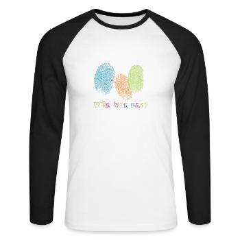 Fingerabdrücke - Wer war das? - Unisex Baseballshirt langarm - Weiß/Schwarz - Vorne - Nik (191cm)