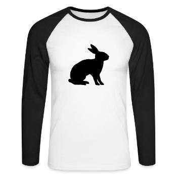 Kaninchen - Unisex Baseballshirt langarm - Weiß/Schwarz - Vorne - Nik (191cm)