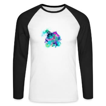 Papillon belladonna coloré - T-shirt baseball manches longues Homme - blanc/noir - Devant - Nik (191cm)